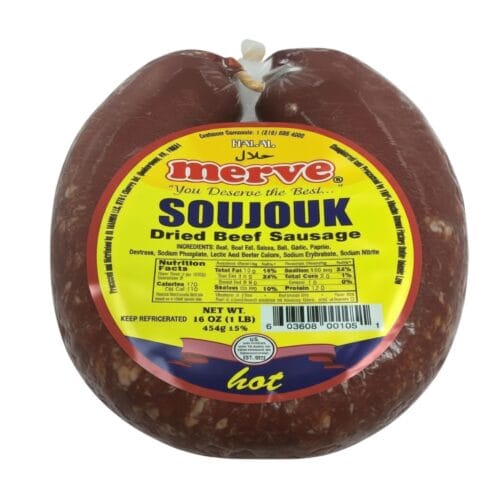 MERVE DRIED BEEF SAUSAGE SOUJOUK HOT ROUND 1LB