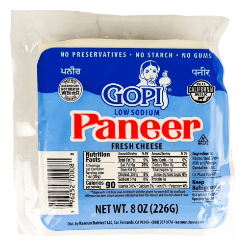 GOPI PANEER SOFT CHEESE LOW SODIUM 8oz