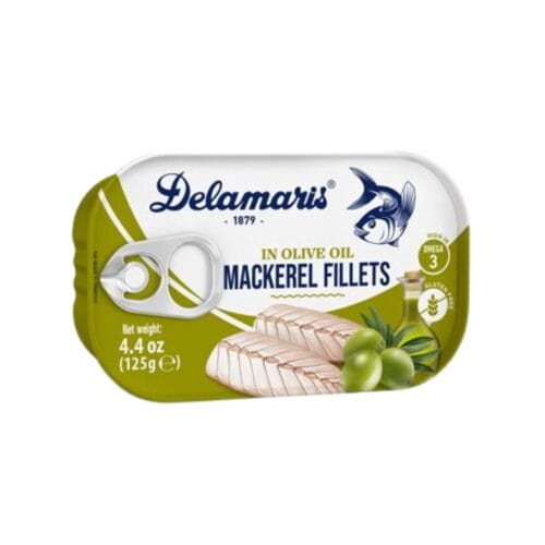 DELAMARIS MACKEREL FILLETS IN EXTRA VIRGIN OLIVE OIL 125g