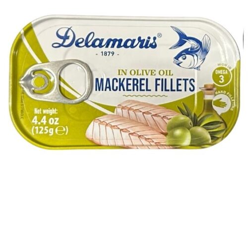 DELAMARIS MACKEREL FILLETS IN OLIVE OIL 125G
