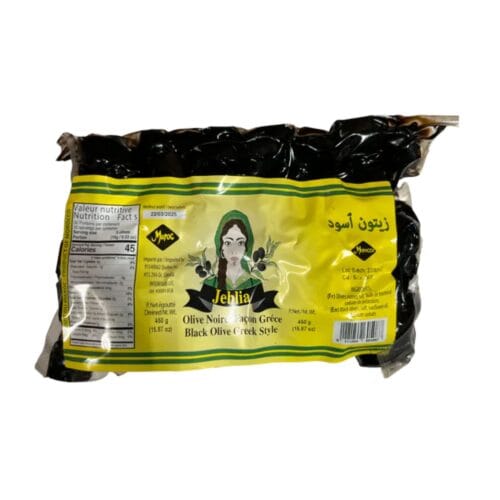 JEBLIA BLACK OLIVES GREEK STYLE 450g