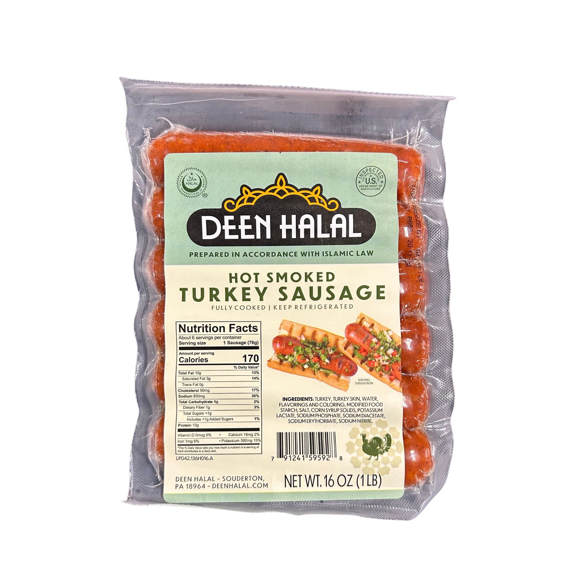 DEEN HALAL HOT SMOKED TURKEY 1lb