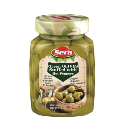 SERA GREEN OLIVES W HOT PEPPER
