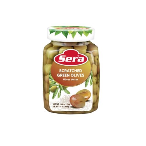 SERA GREEN OLIVES SCRATCHED 750g