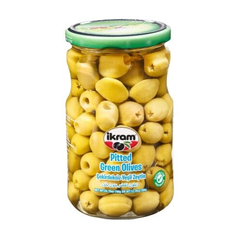 IKRAM GREEN PITTED OLIVES 700GR
